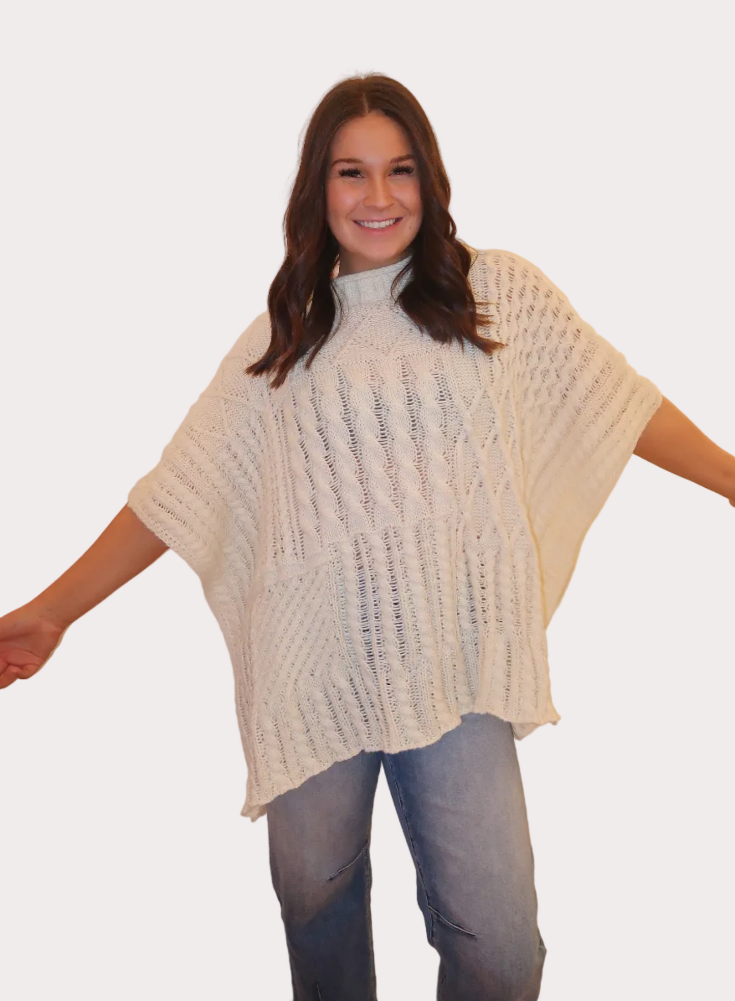 Mock neck poncho sweater
