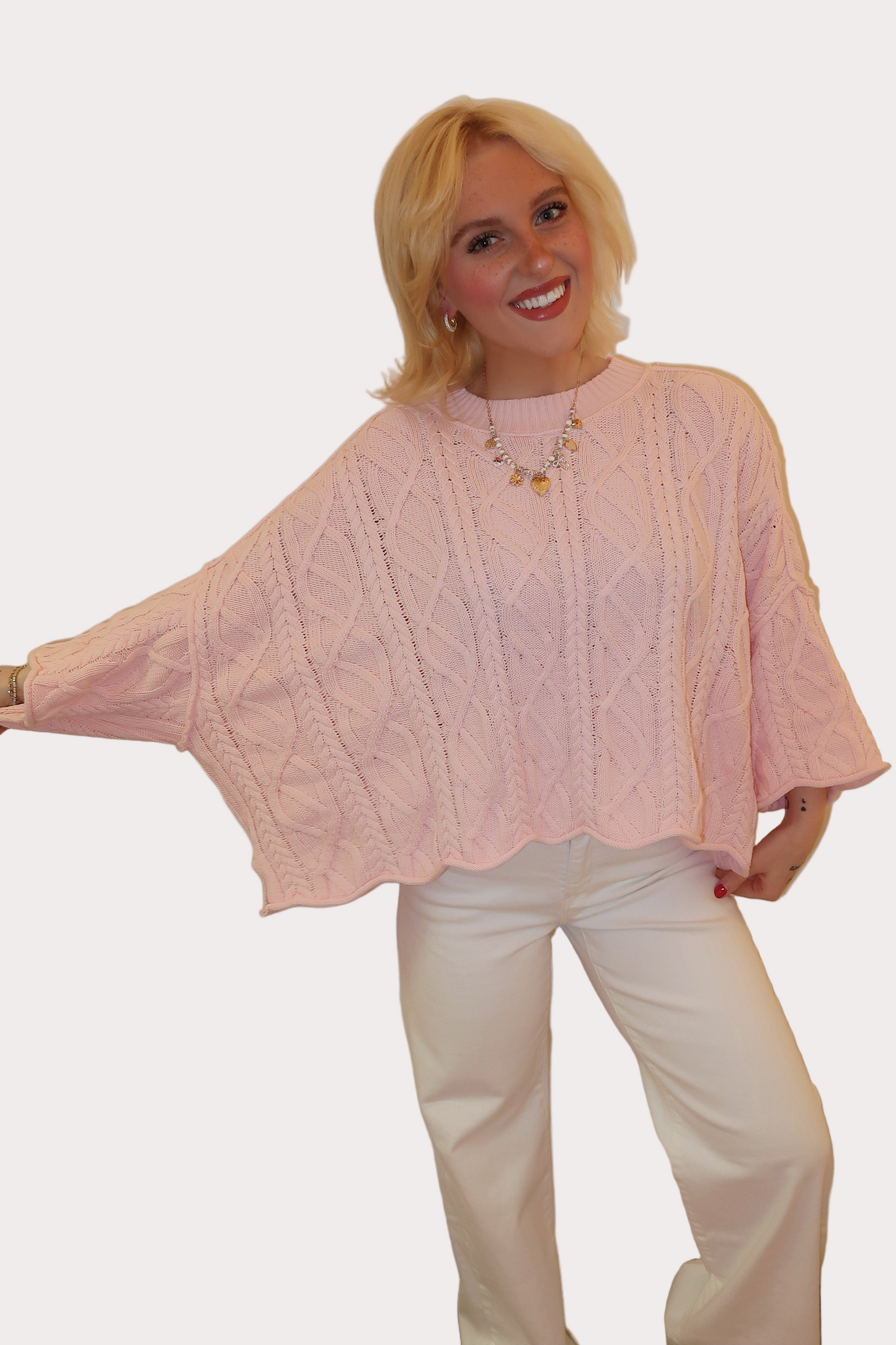 Knitted sailors knot round neck sweater