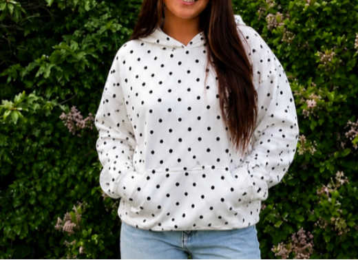 Polka Dot Hooded Sweatshirt