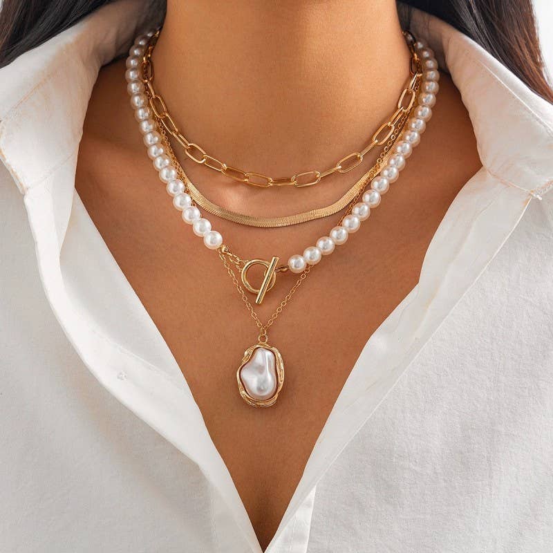 Pearl Charm Layered Luxe Necklace