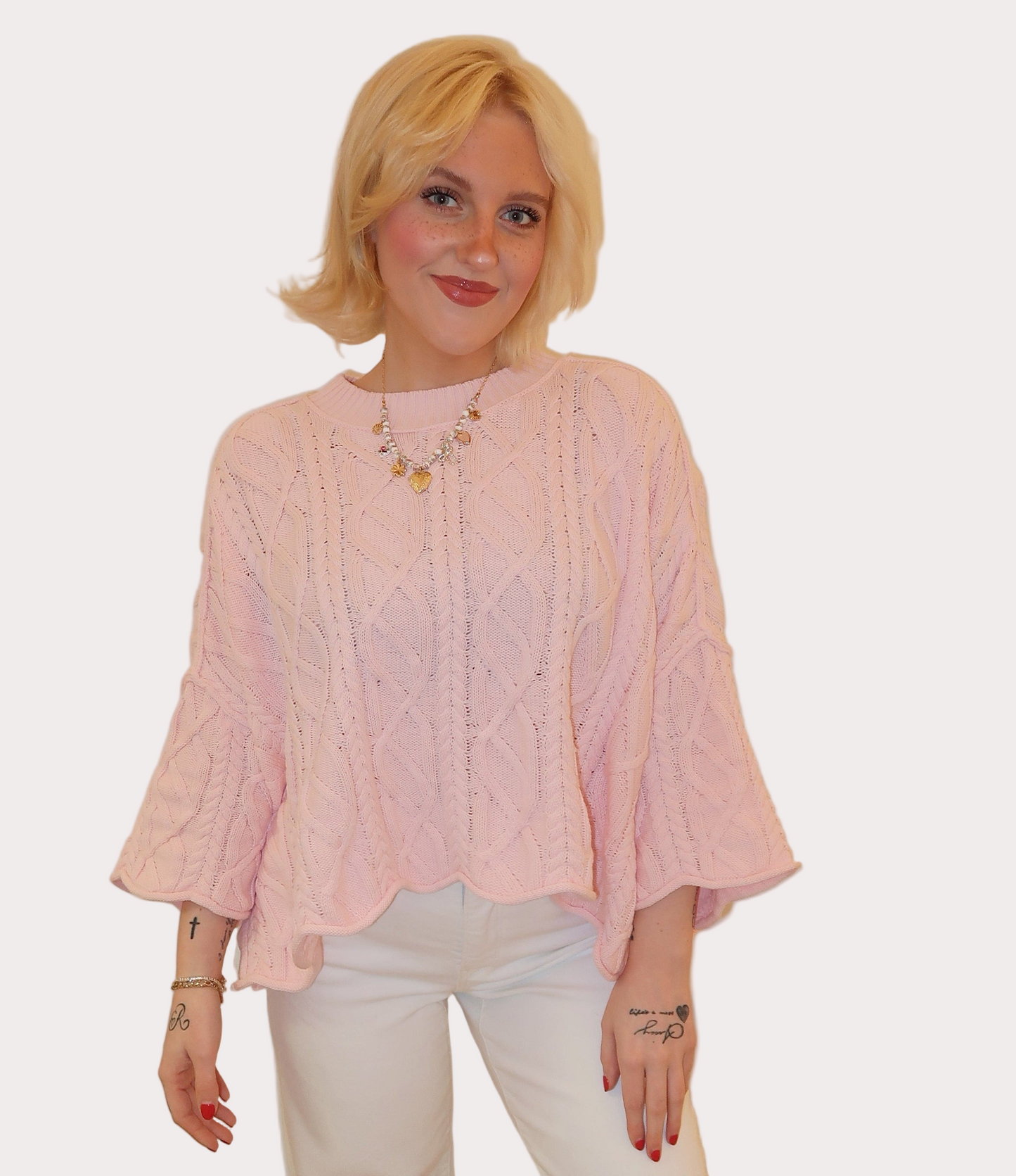 Knitted sailors knot round neck sweater