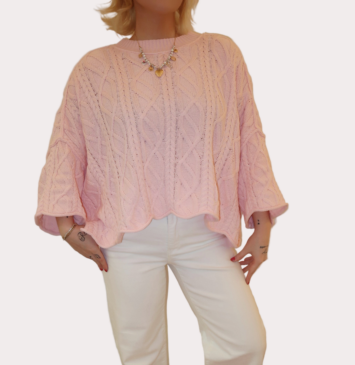 Knitted sailors knot round neck sweater