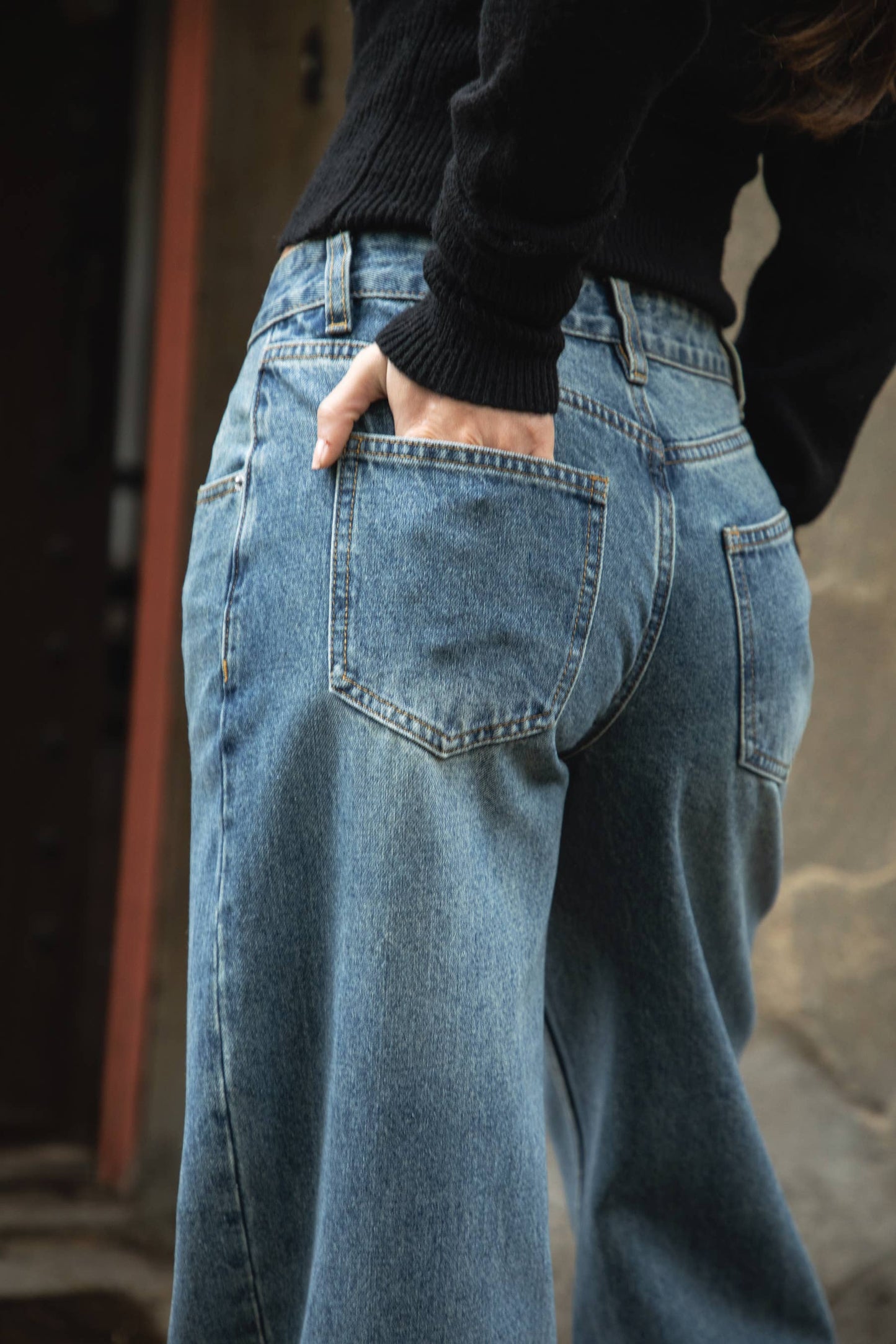 Vintage Wash Low-Rise Jeans