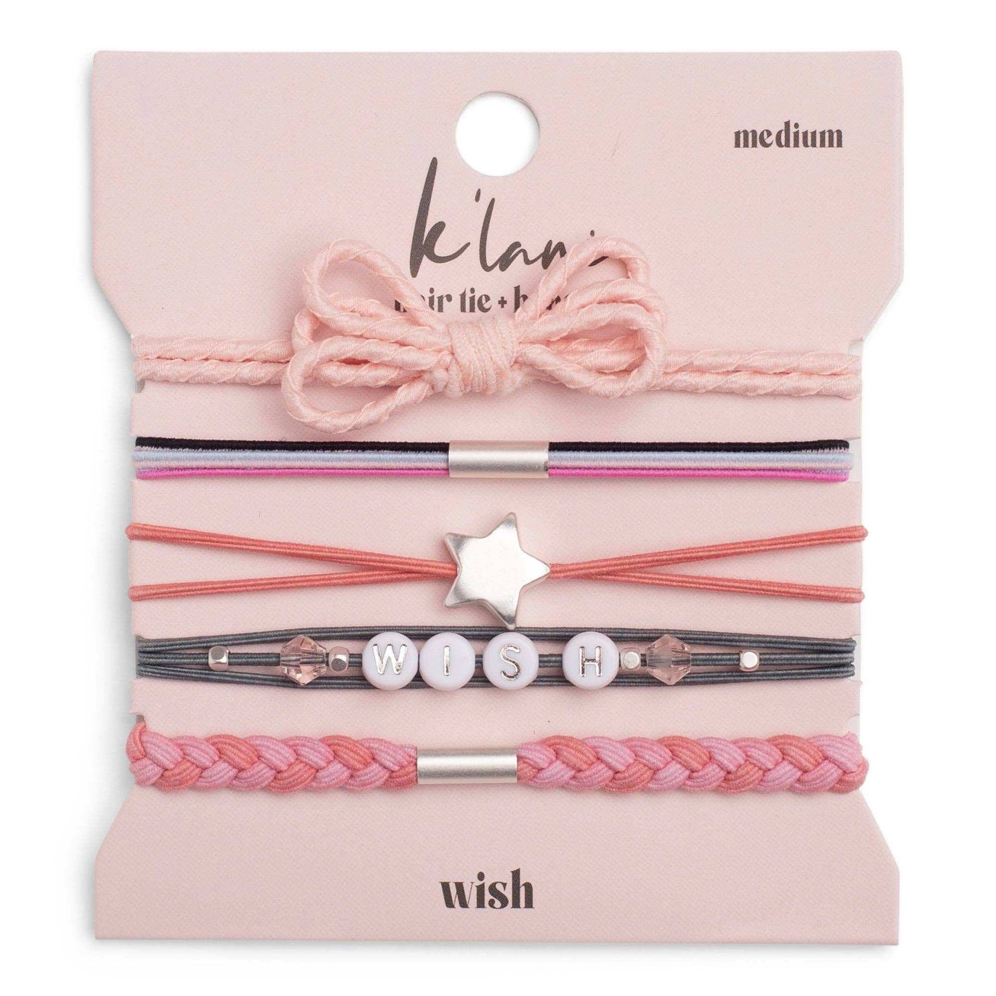 Wish Pink Bow and Star Hair Tie Bracelet