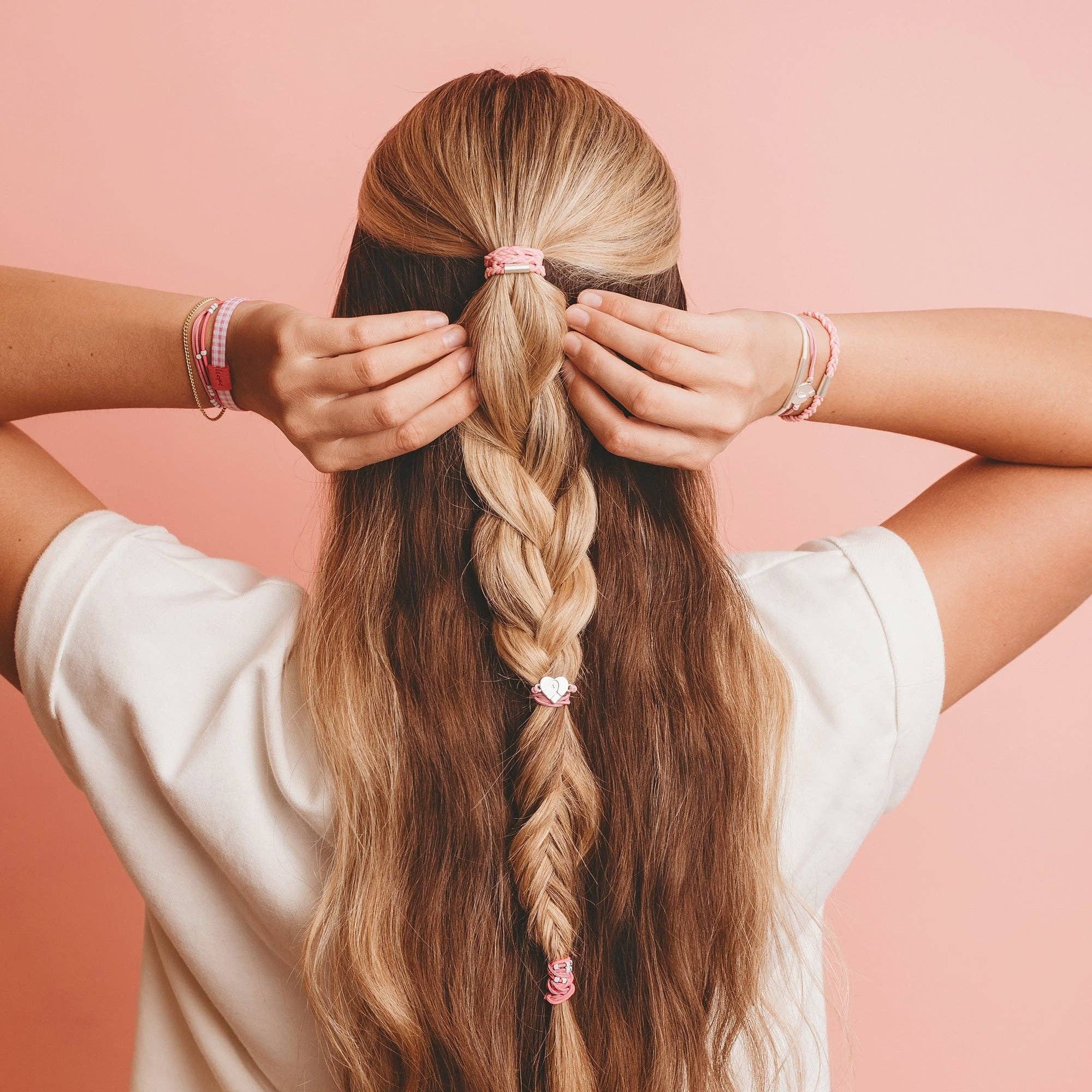 Hope Silver and Pink Breast Cancer Awareness Hair Tie Bracelets
