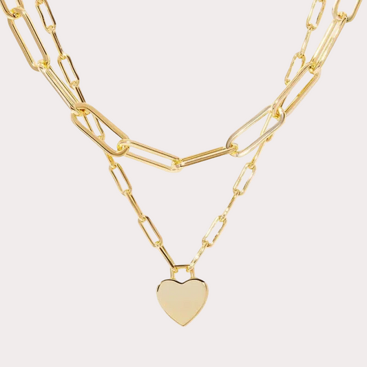 Multi-Layer Heart Charm Necklace