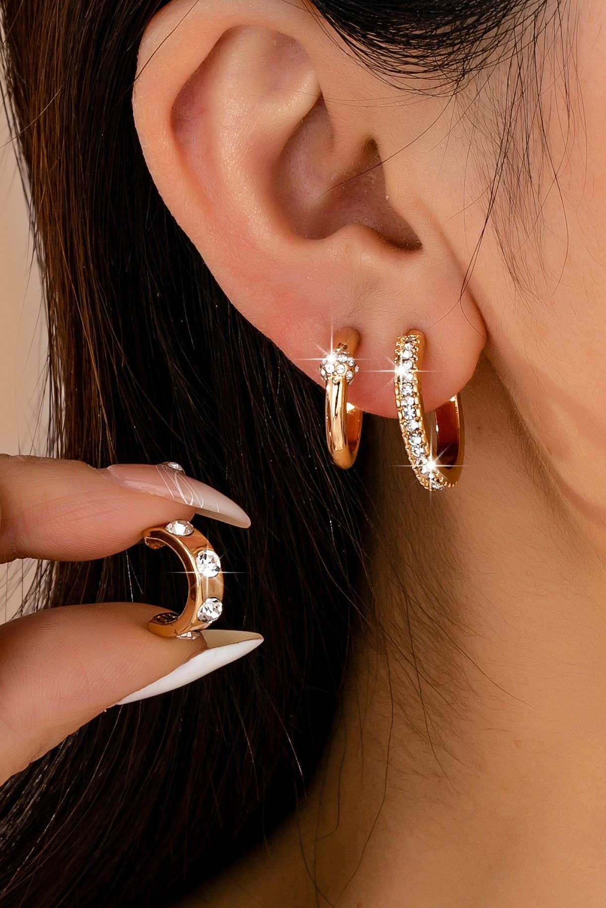 Crystal Huggie Hoop Set