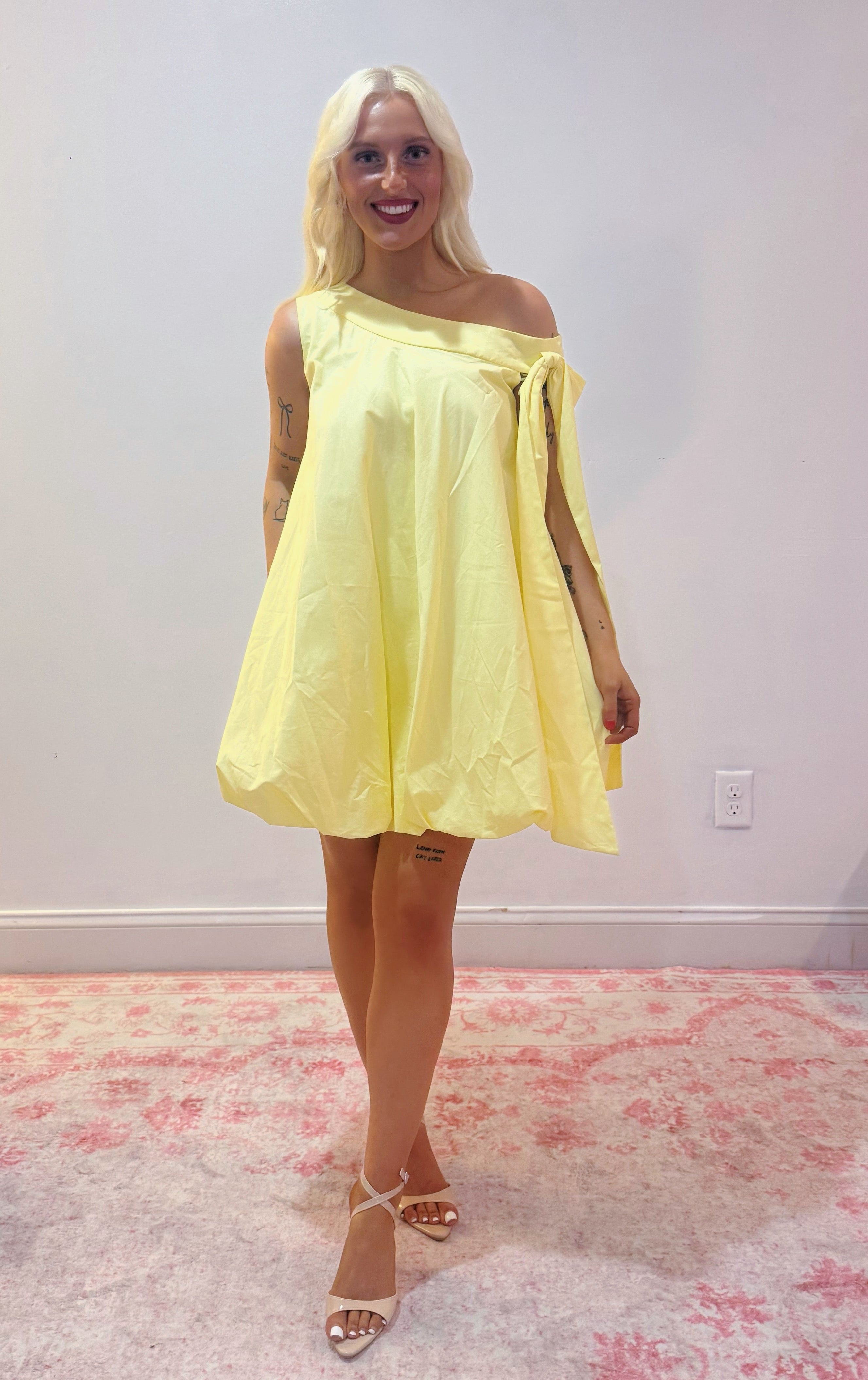 One-Shoulder Bow Mini Dress