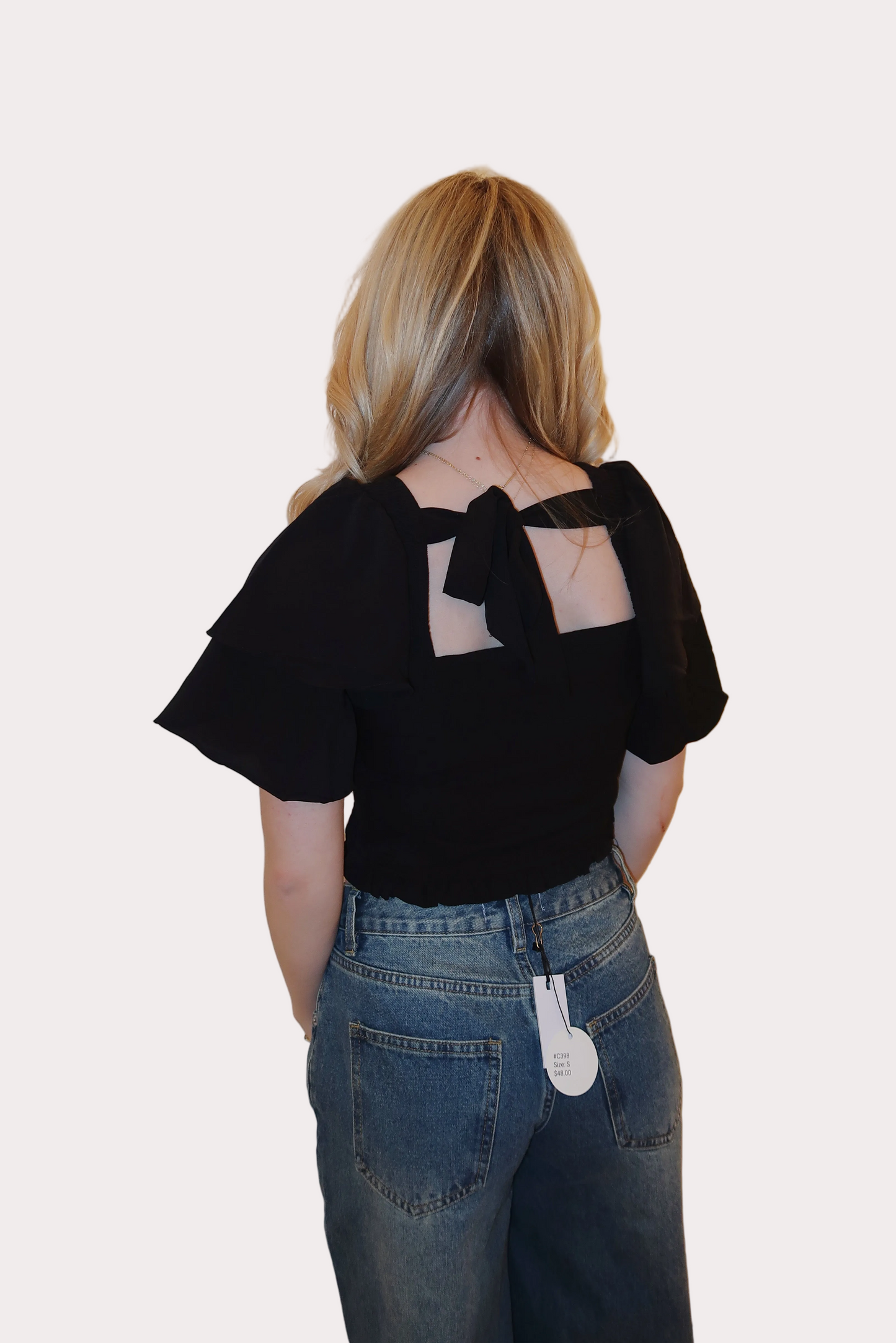 Smocked Ruffle Sleeve Top