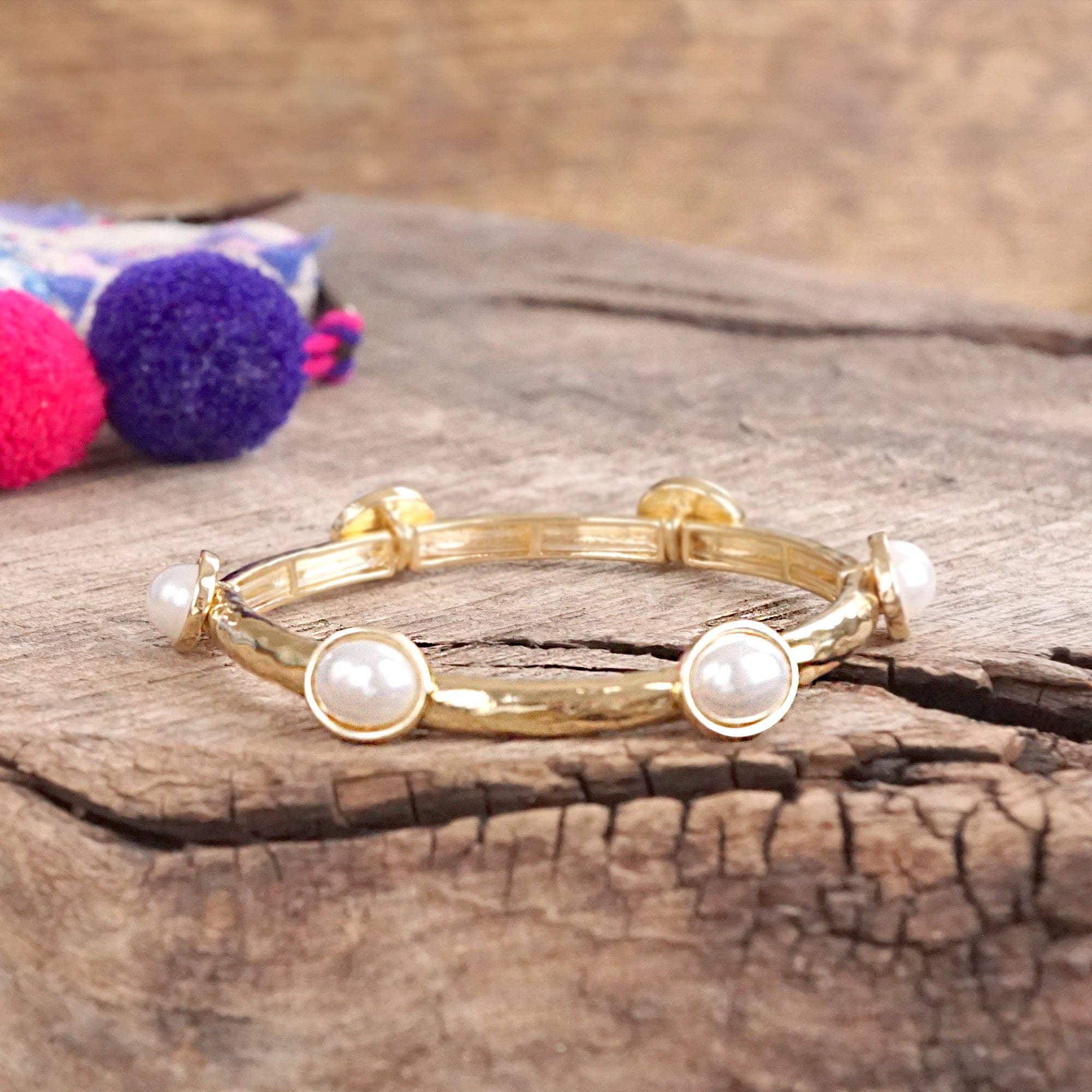 Jeweled Hammered Bangle