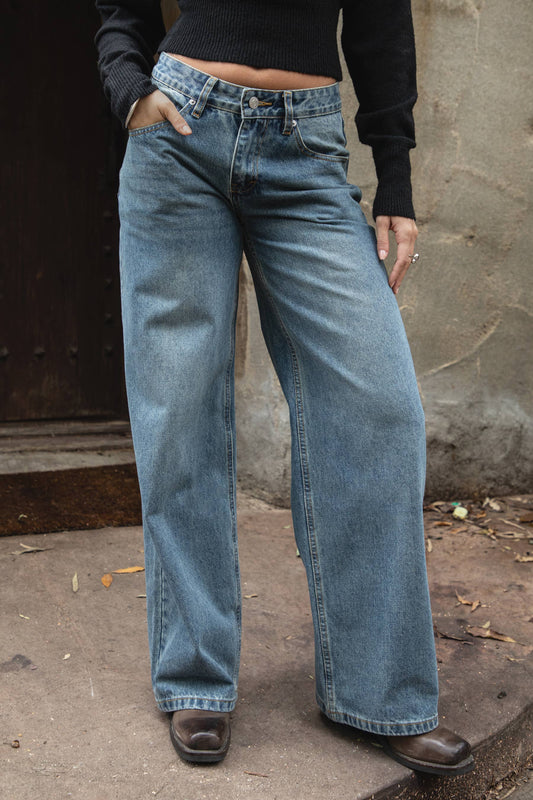Vintage Wash Low-Rise Jeans