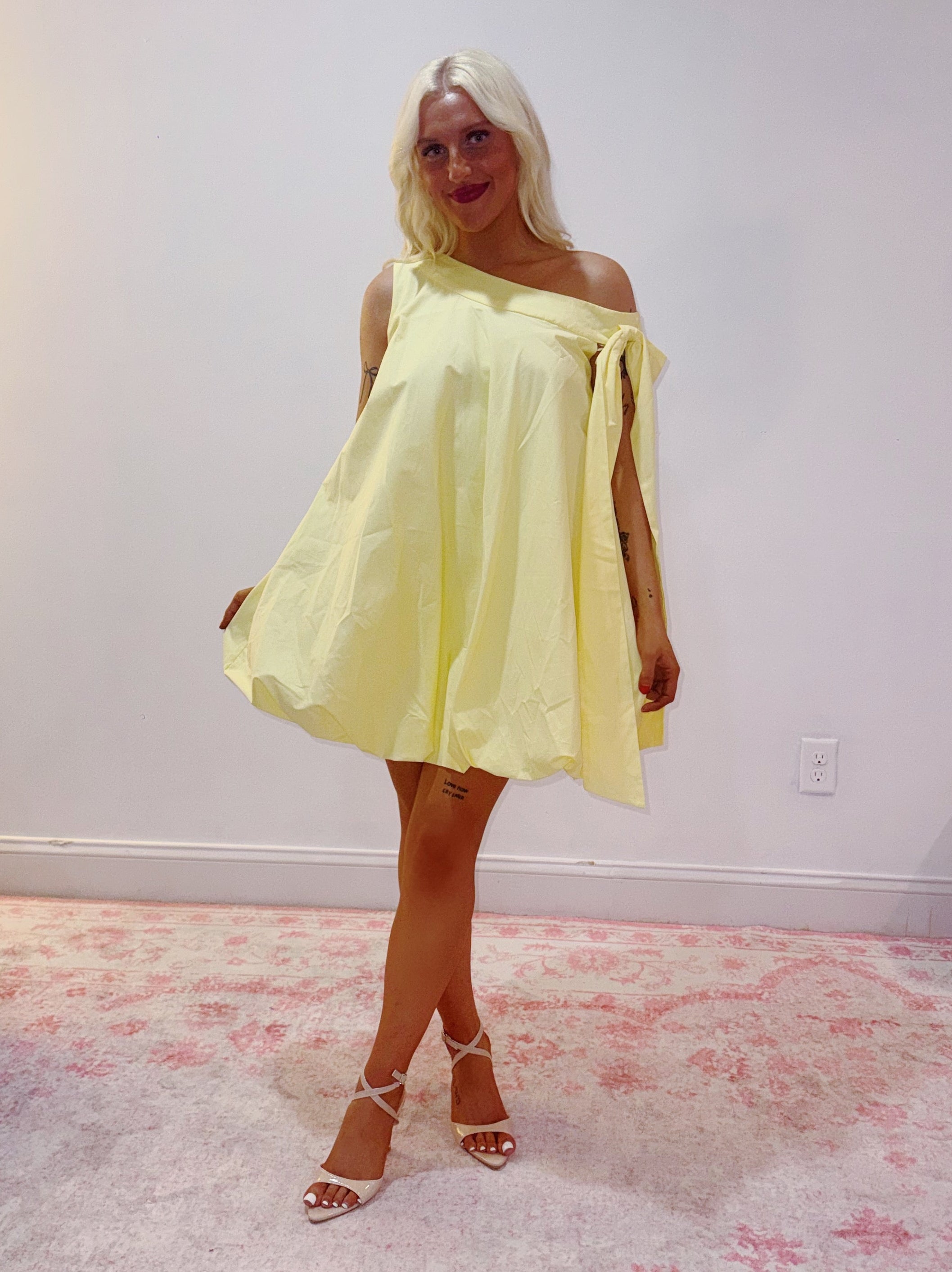 One-Shoulder Bow Mini Dress