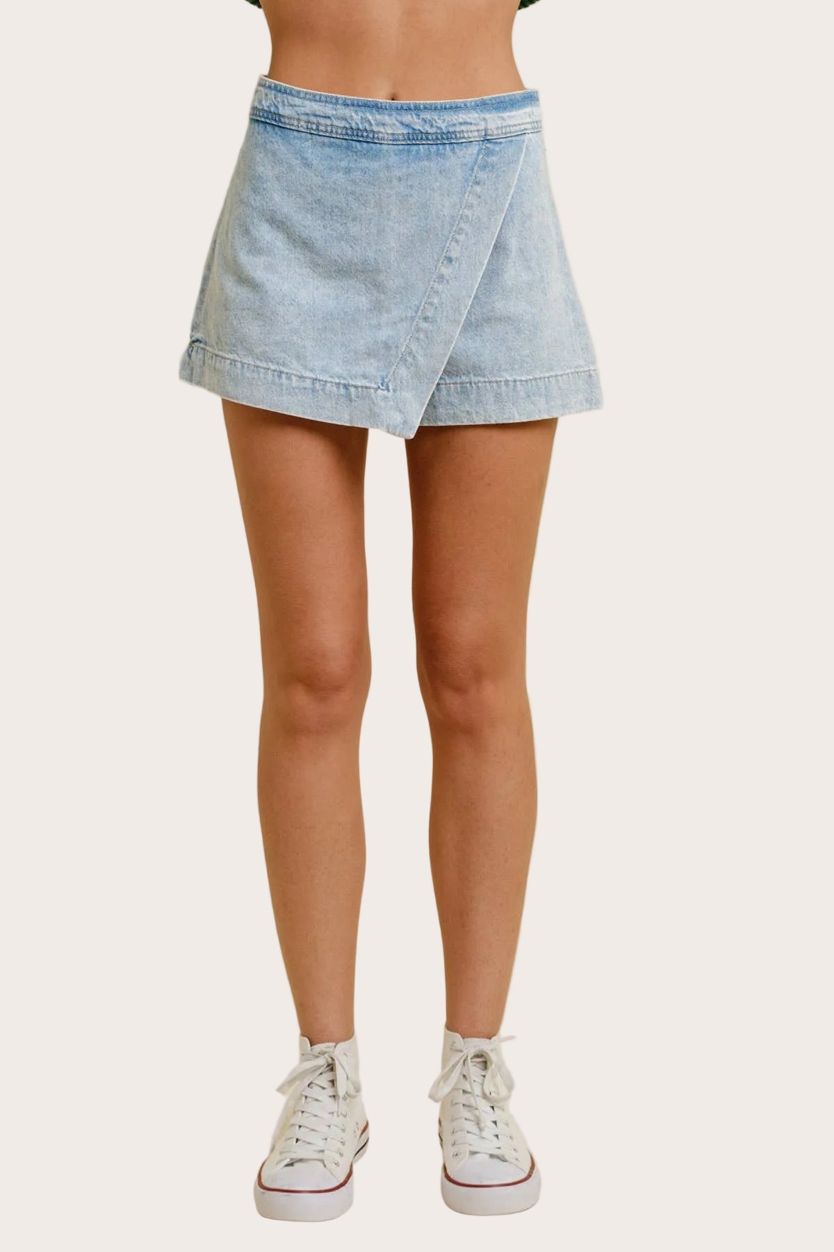 Zip Up Denim Wrap Skort