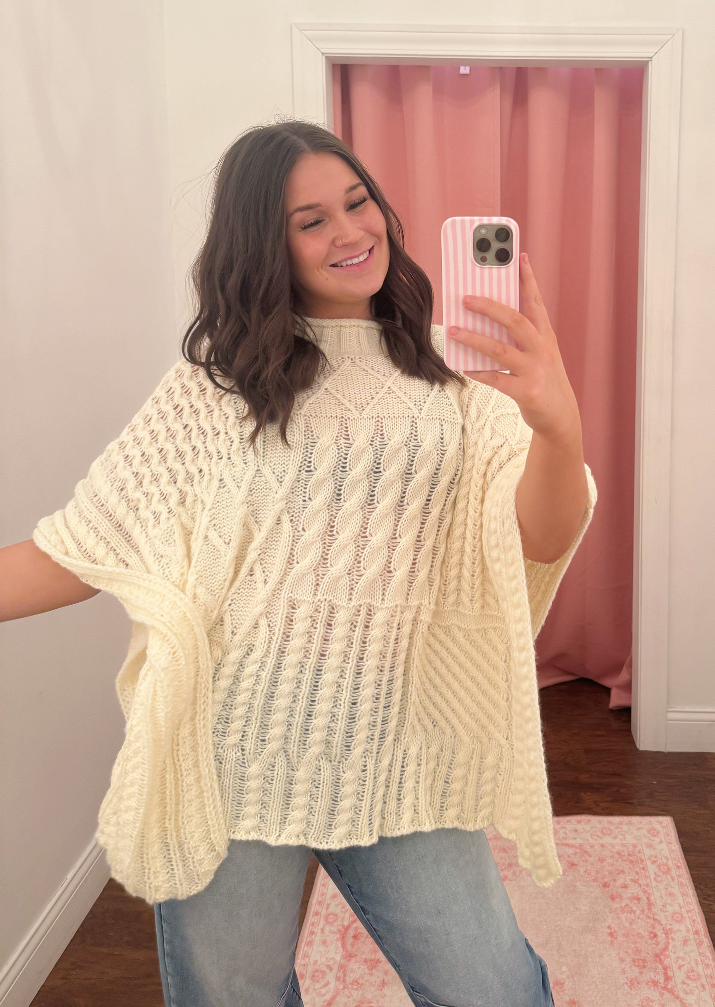 Mock neck poncho sweater