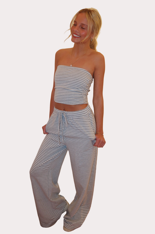Striped Tube Top & Pant Set