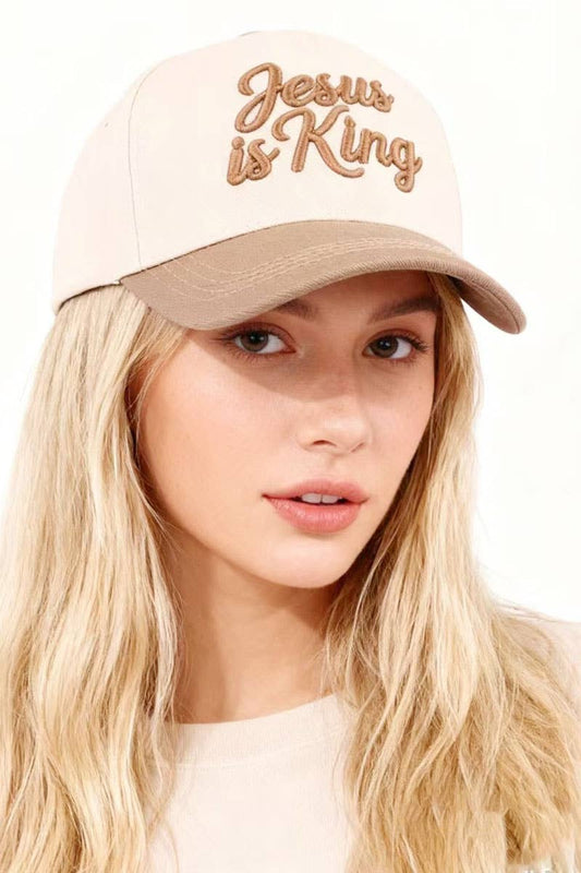 ,,..1208 Jesus Is King Two Tone Cotton Hat SI-29165