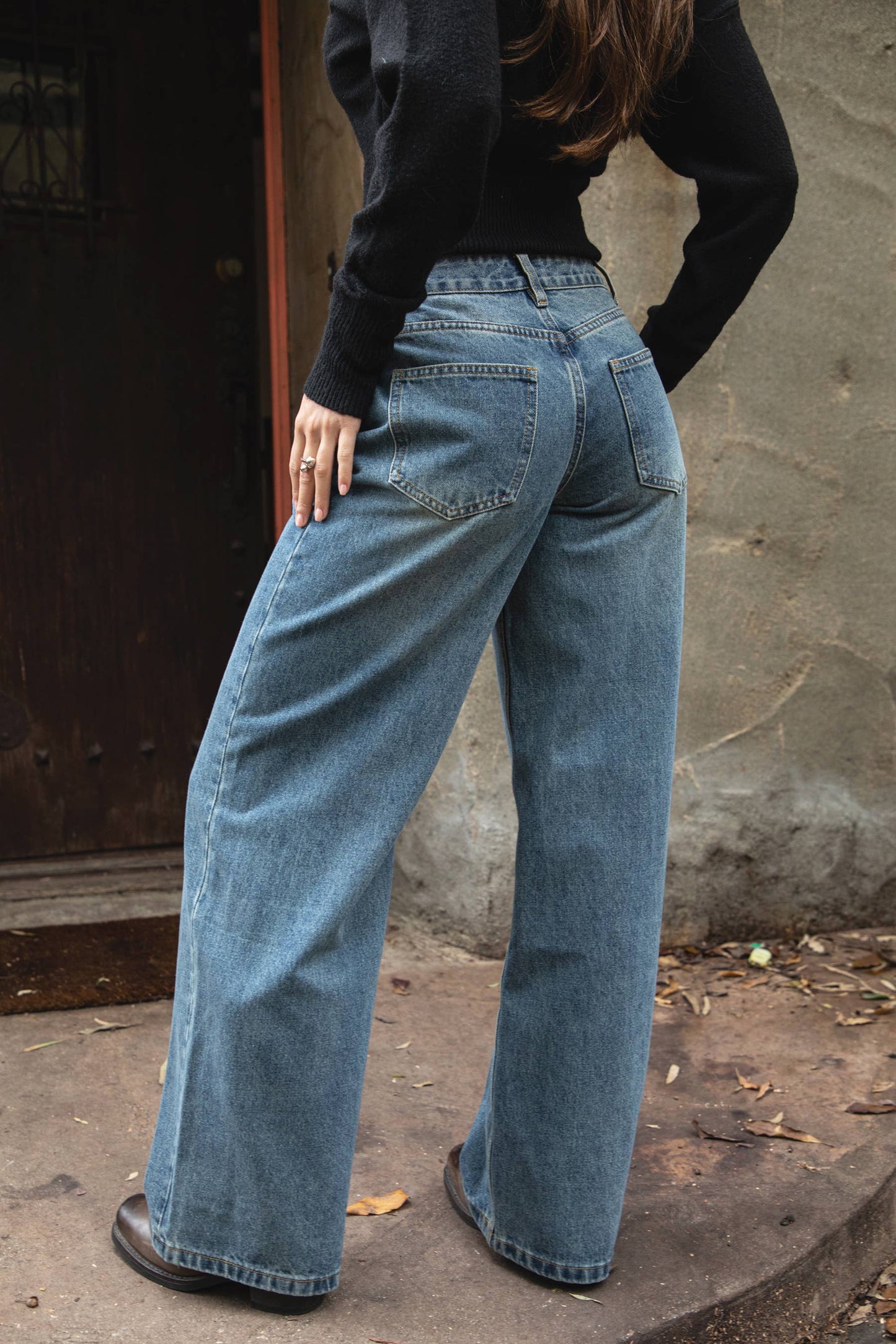 Vintage Wash Low-Rise Jeans