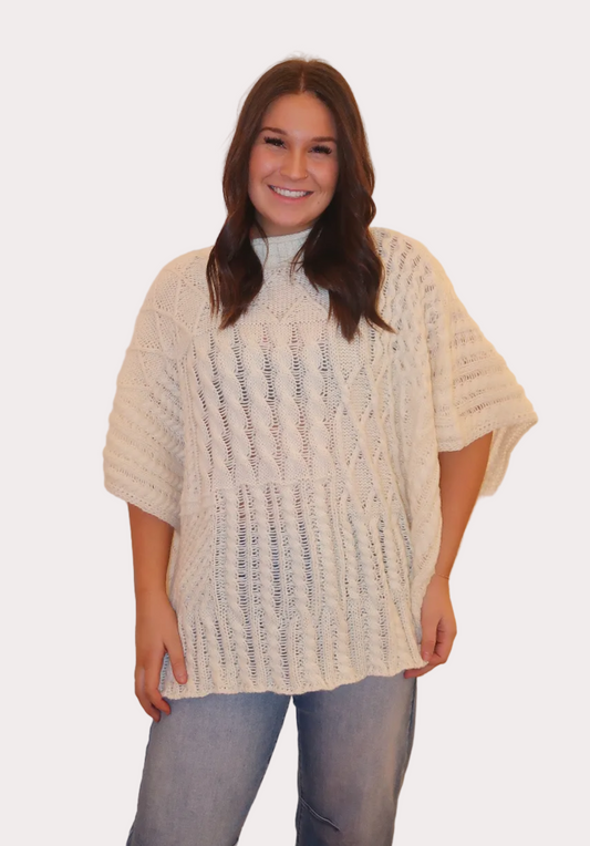 Mock neck poncho sweater