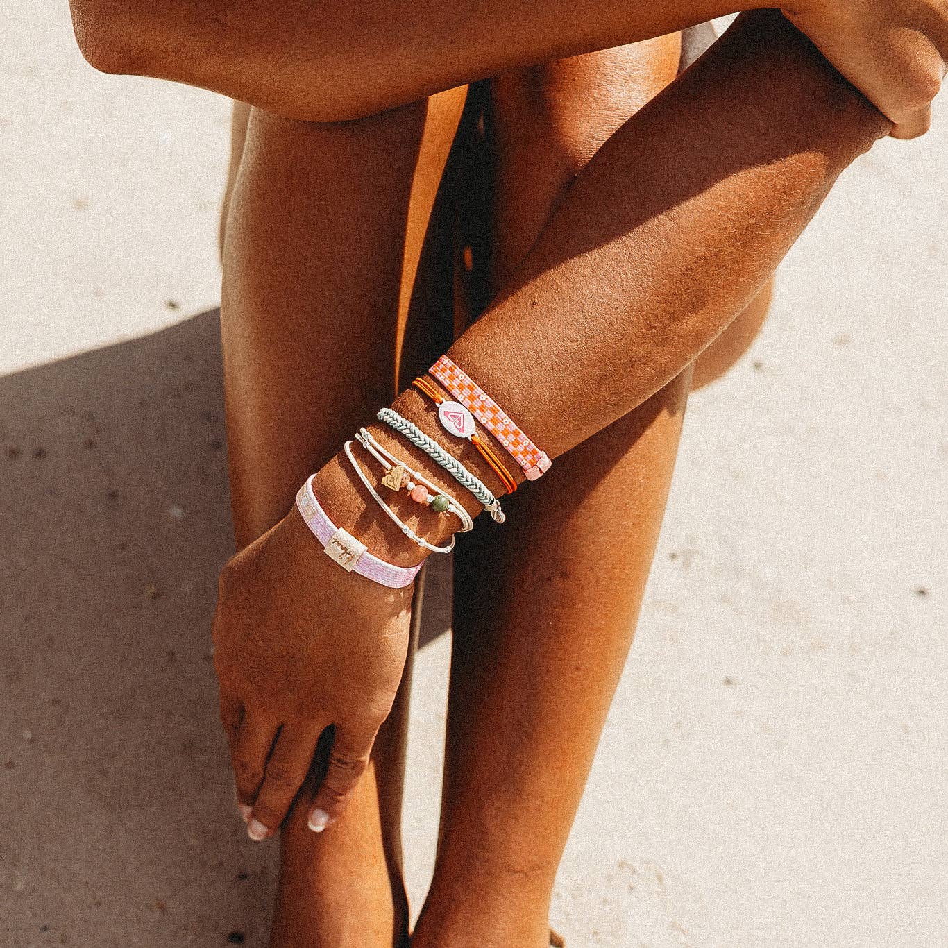 Roxy Pink Tropics Pink and Coral Island Vibe Hair Tie Bracelets