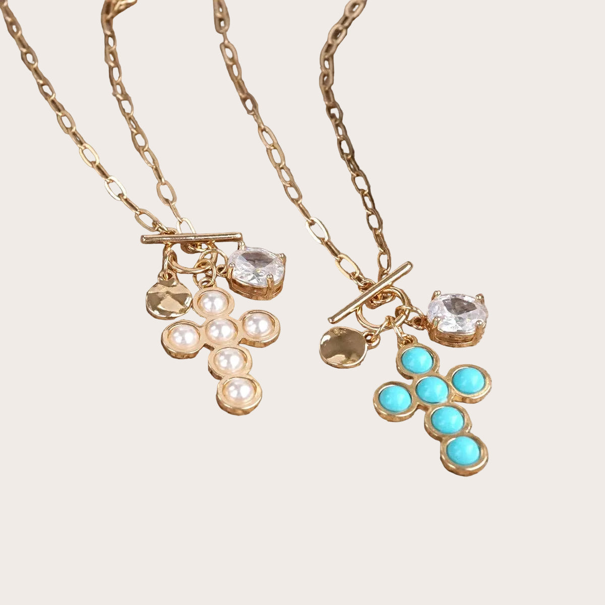 Dainty Charm Cluster Necklace on Paperclip Chain