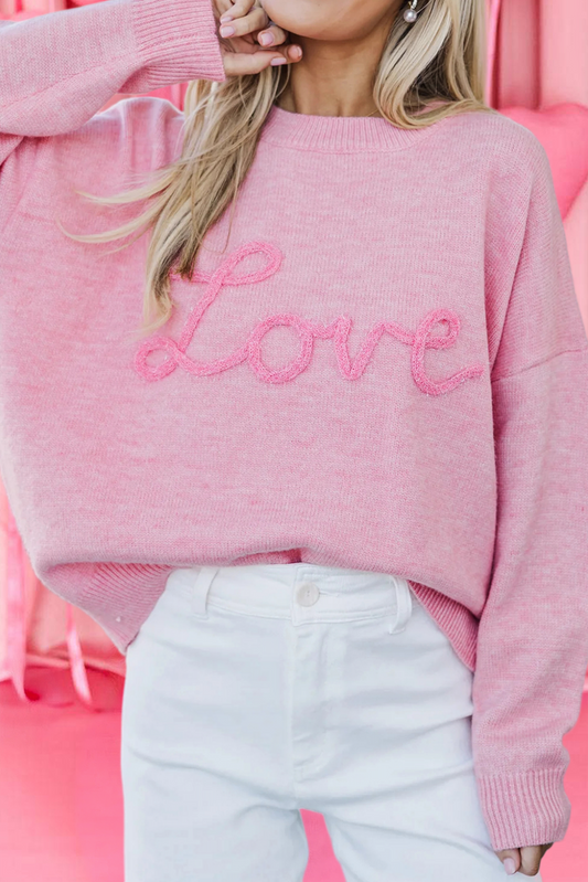 Love Script Graphic Baggy Sweater
