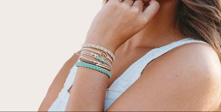 Reflect Gold Wave with Beachy Neutrals Hair Tie Bracelets