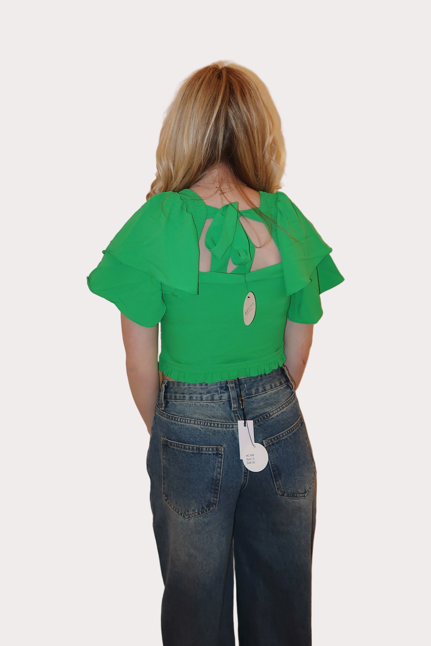 Smocked Ruffle Sleeve Top