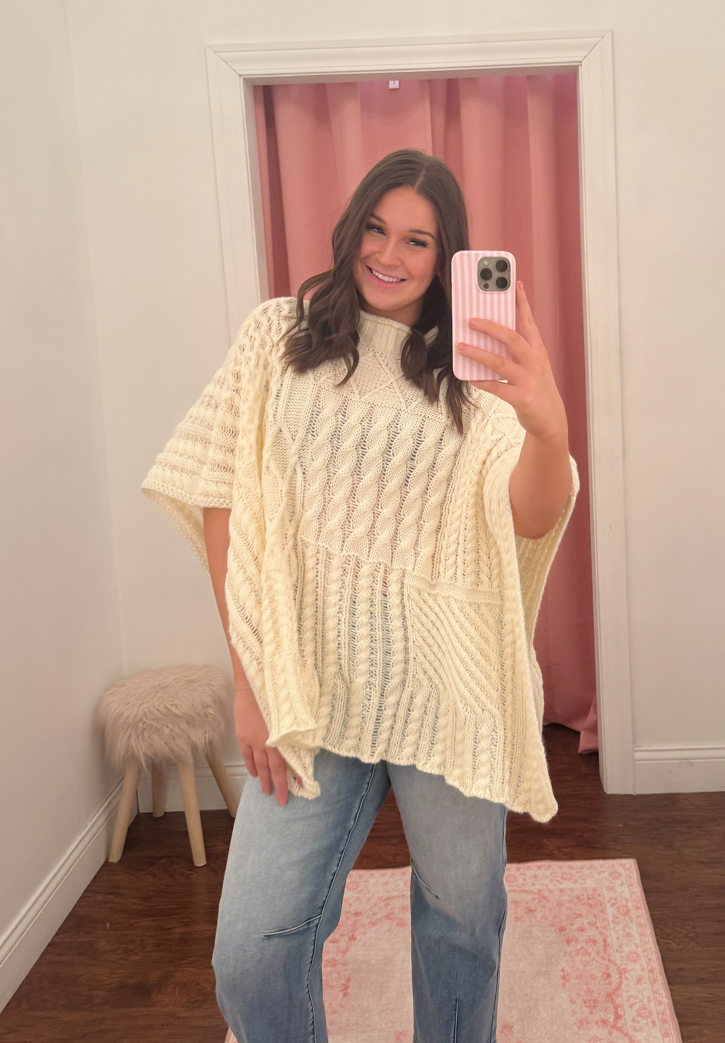 Mock neck poncho sweater