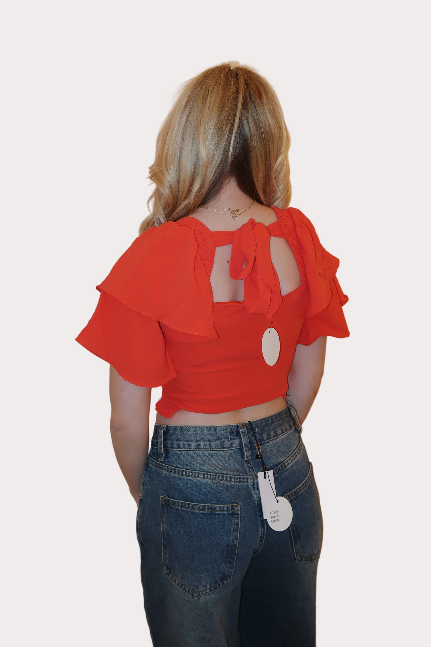 Smocked Ruffle Sleeve Top