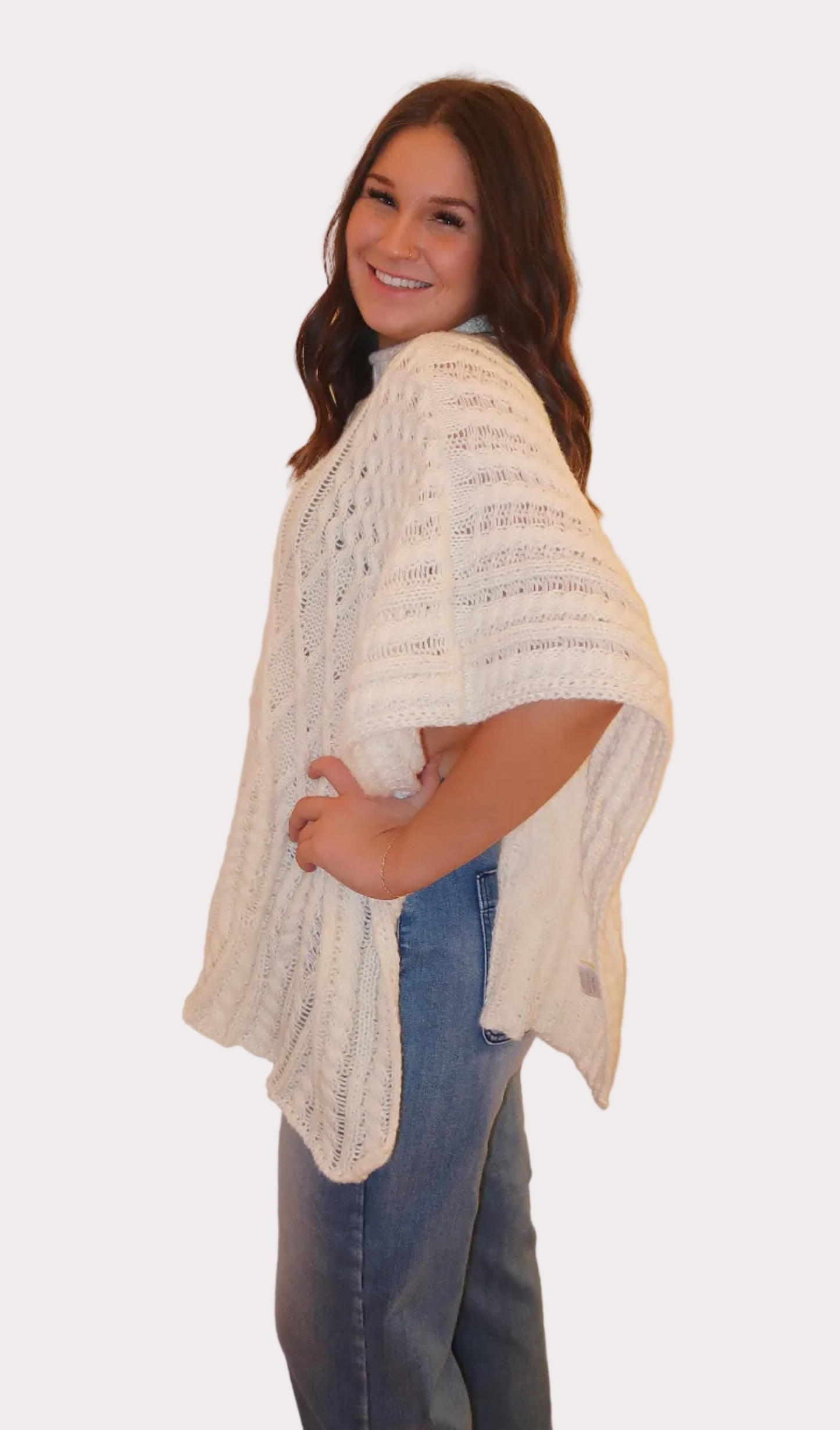 Mock neck poncho sweater
