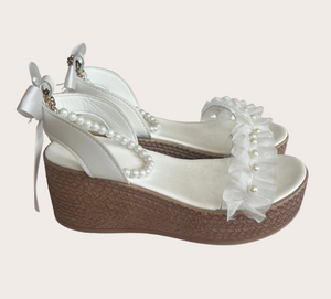 Pearl Ruffle Dream Wedges
