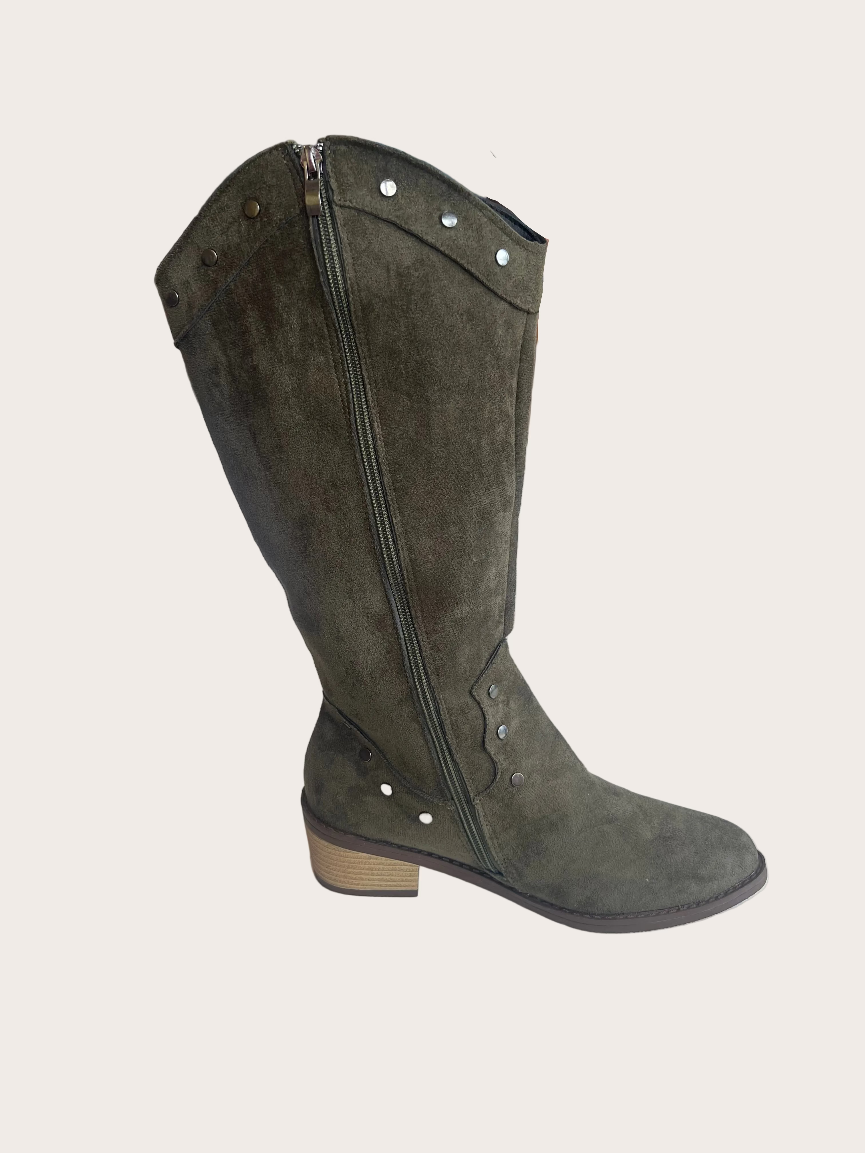Olive Stud Western Boots