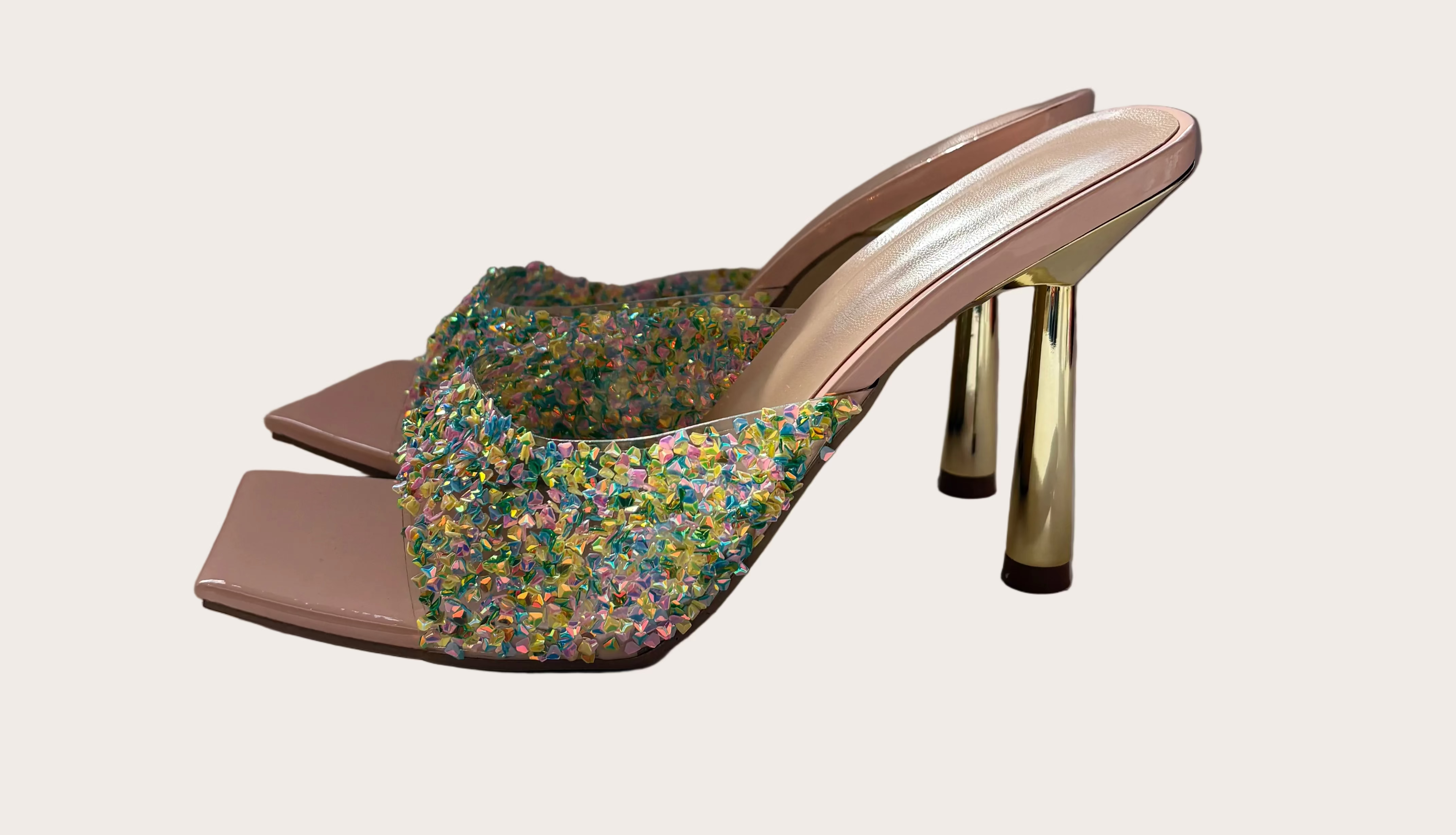 Confetti Strap Heeled Slides