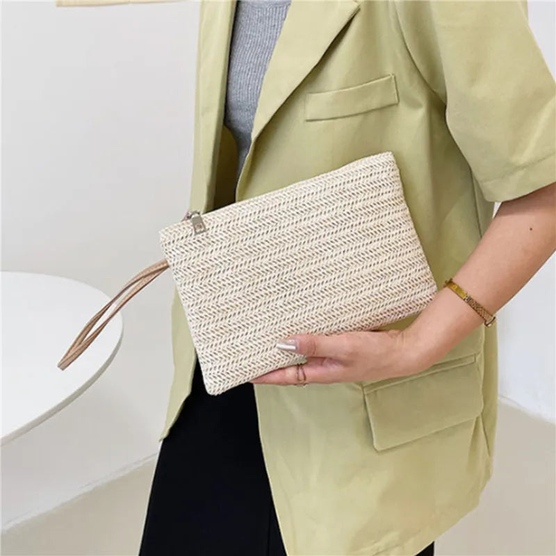 Straw Wristlet Clutch