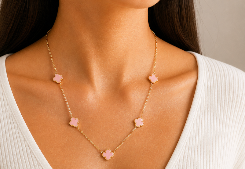The Blush Clover Charm Necklace