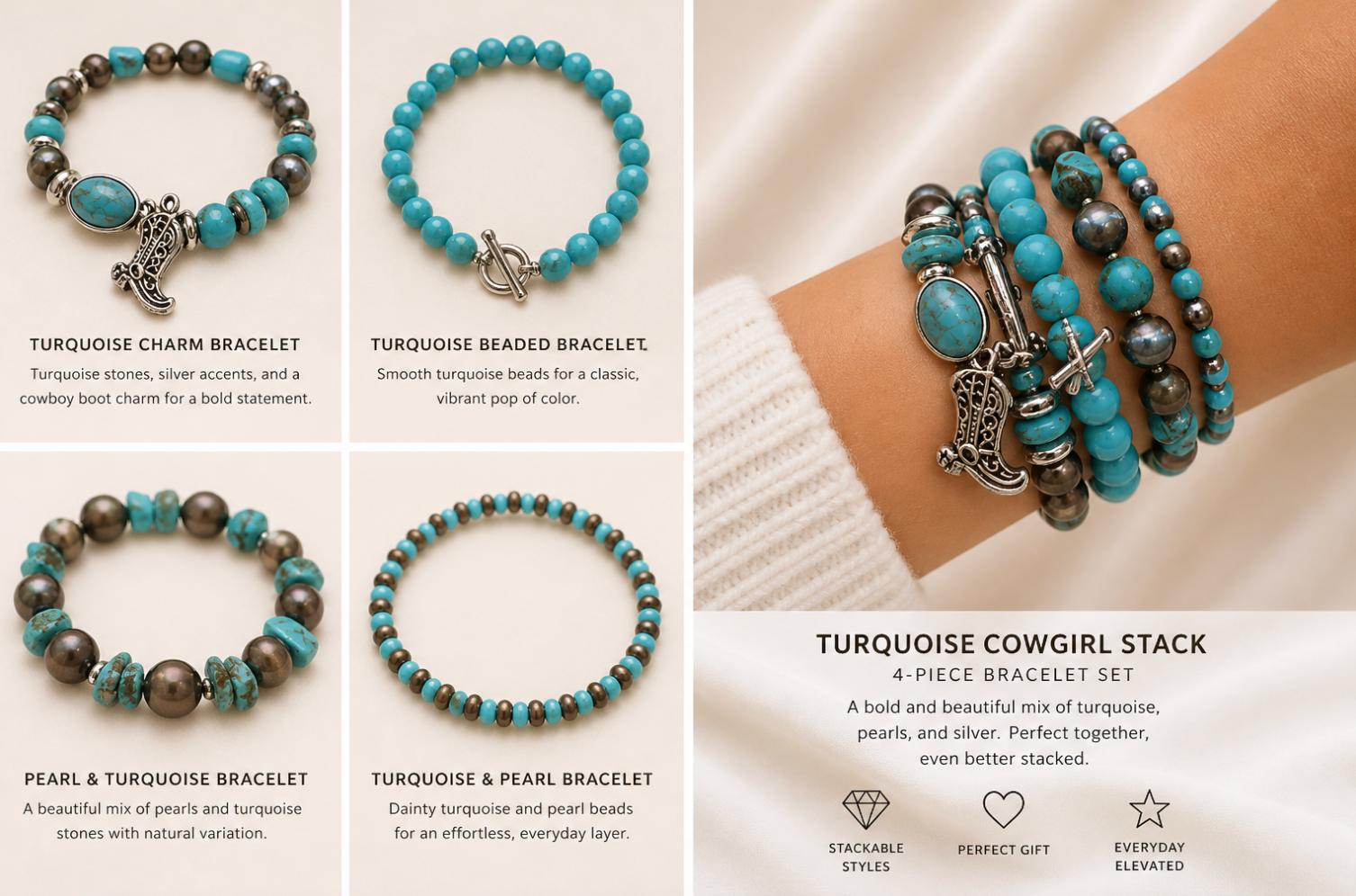 Turquoise Cowgirl Stack Set