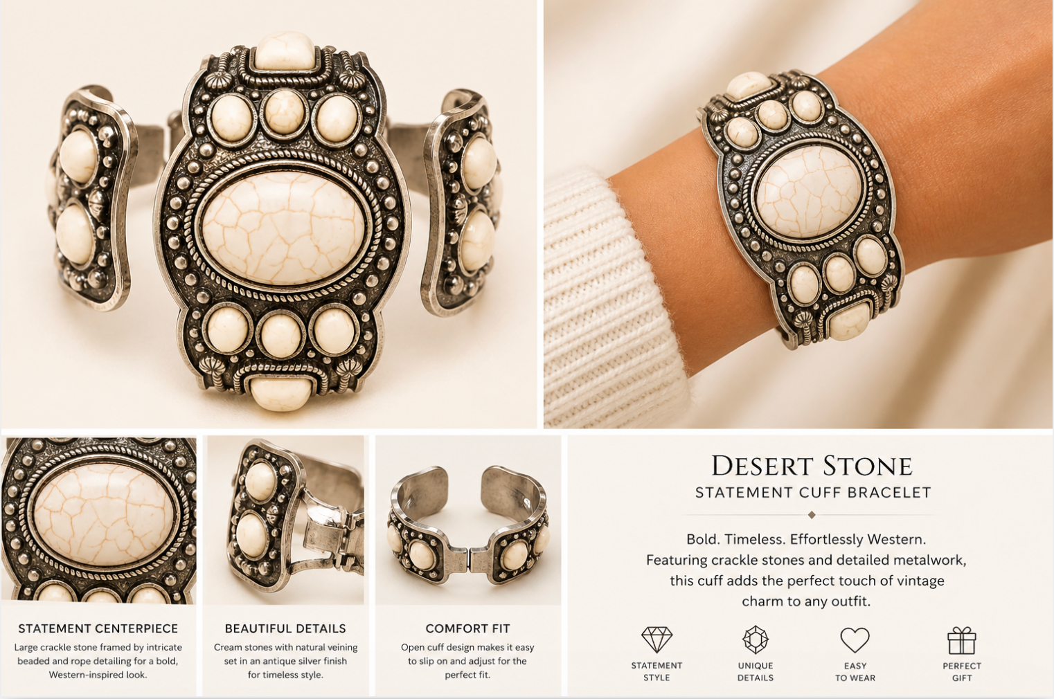 Desert Stone Statement Cuff