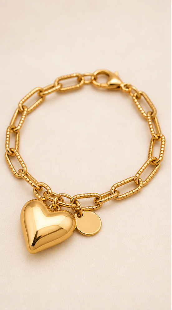 Golden Heart Charm Bracelet