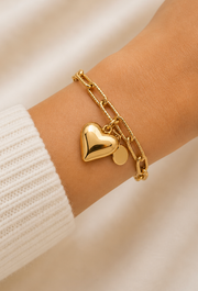 Golden Heart Charm Bracelet