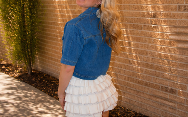 Denim V-Neck Cropped Top
