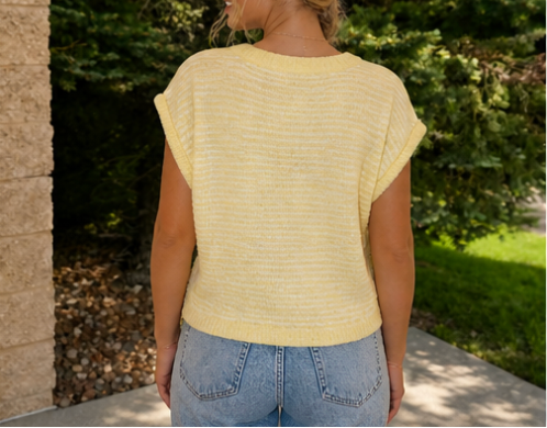 Pinstripe Knit Button-Up Top
