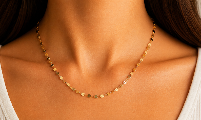 Golden Dainty Disc Necklace