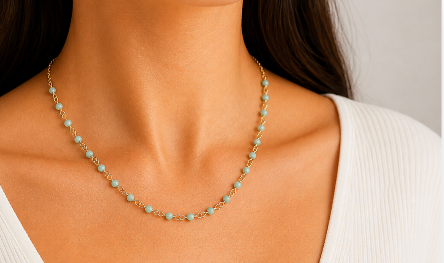 Seafoam Beaded Glow Necklace