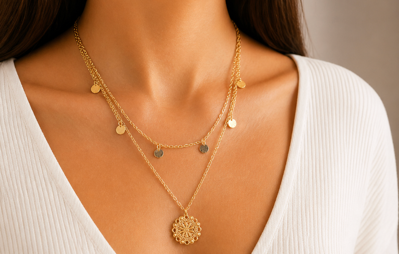 Golden Layered Medallion Necklace