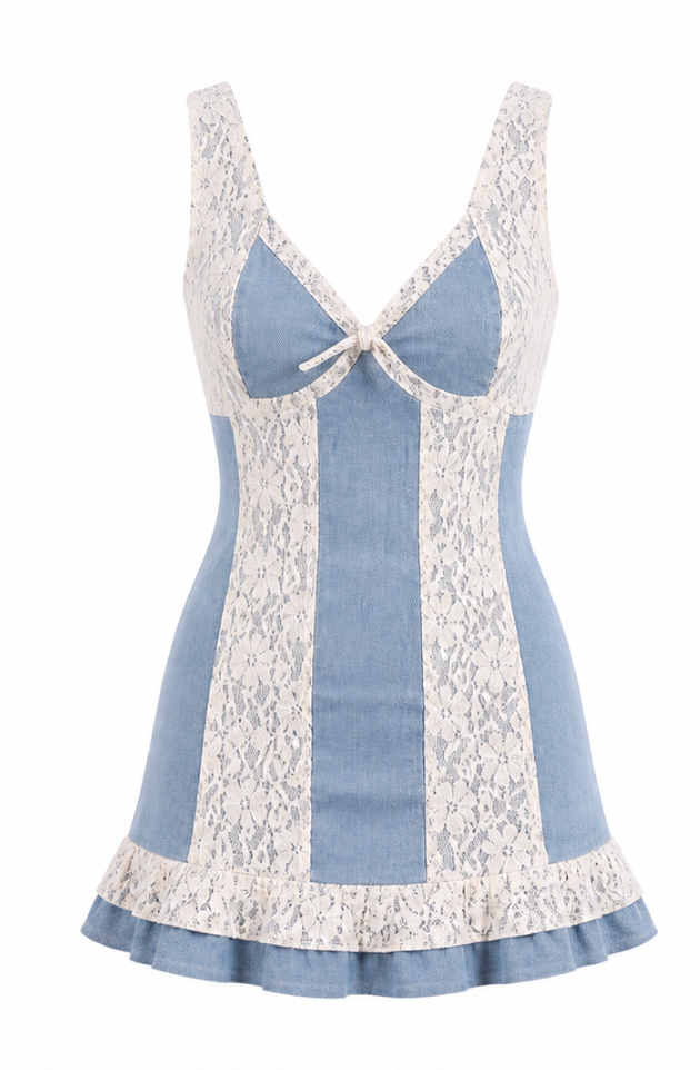 Floral Trim Mini Dress
