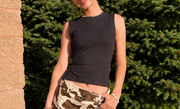 Mock Neck Cutout Crop Top