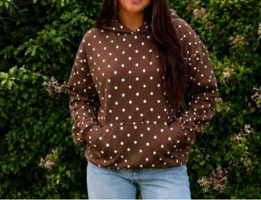 Polka Dot Hooded Sweatshirt