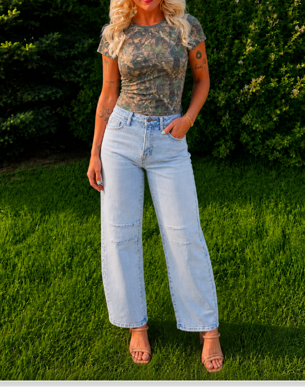 High-Rise Barrel Leg Jeans