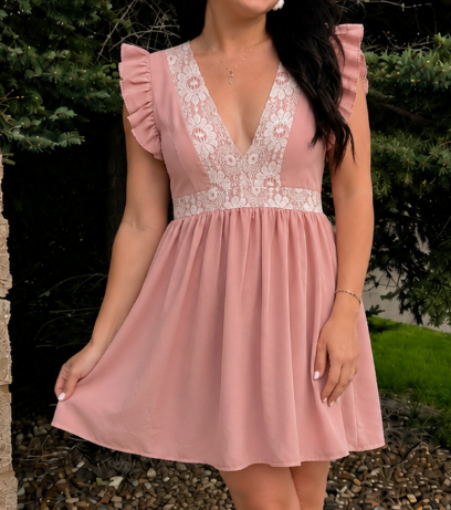 Blush & Bloom Lace Babydoll Dress