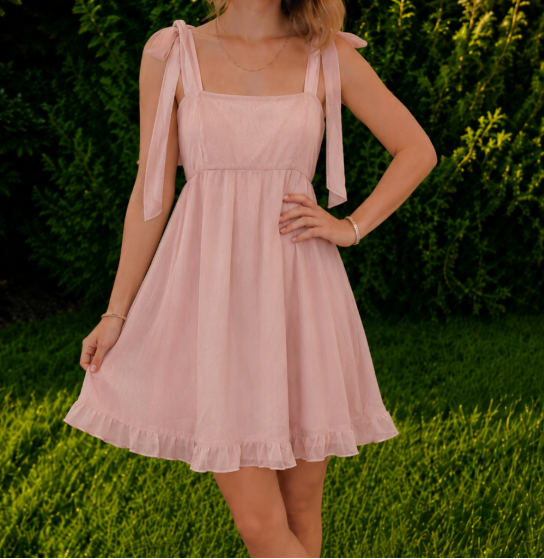 Blushing Bow Babydoll Dress